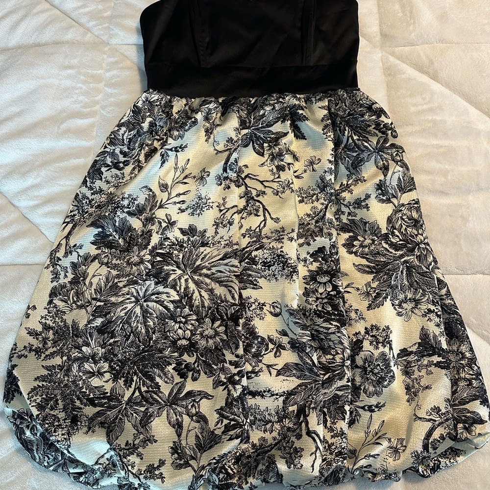 Elegant Black and White Floral Dress
